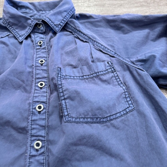 We The Free Flannel Shirt Women Extra Small Blue Button Up Long Sleeve Boho - Picture 3 of 9